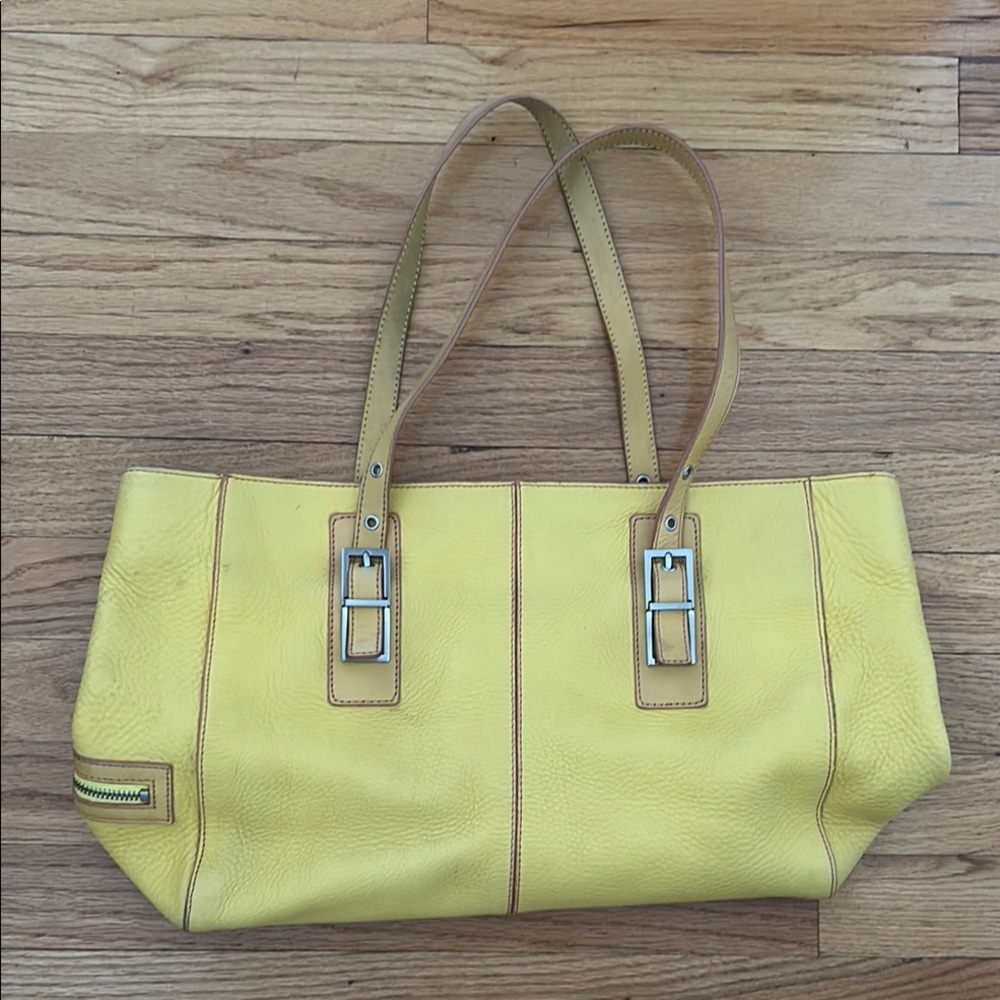 Kenneth Cole Yellow Leather Tote Bag